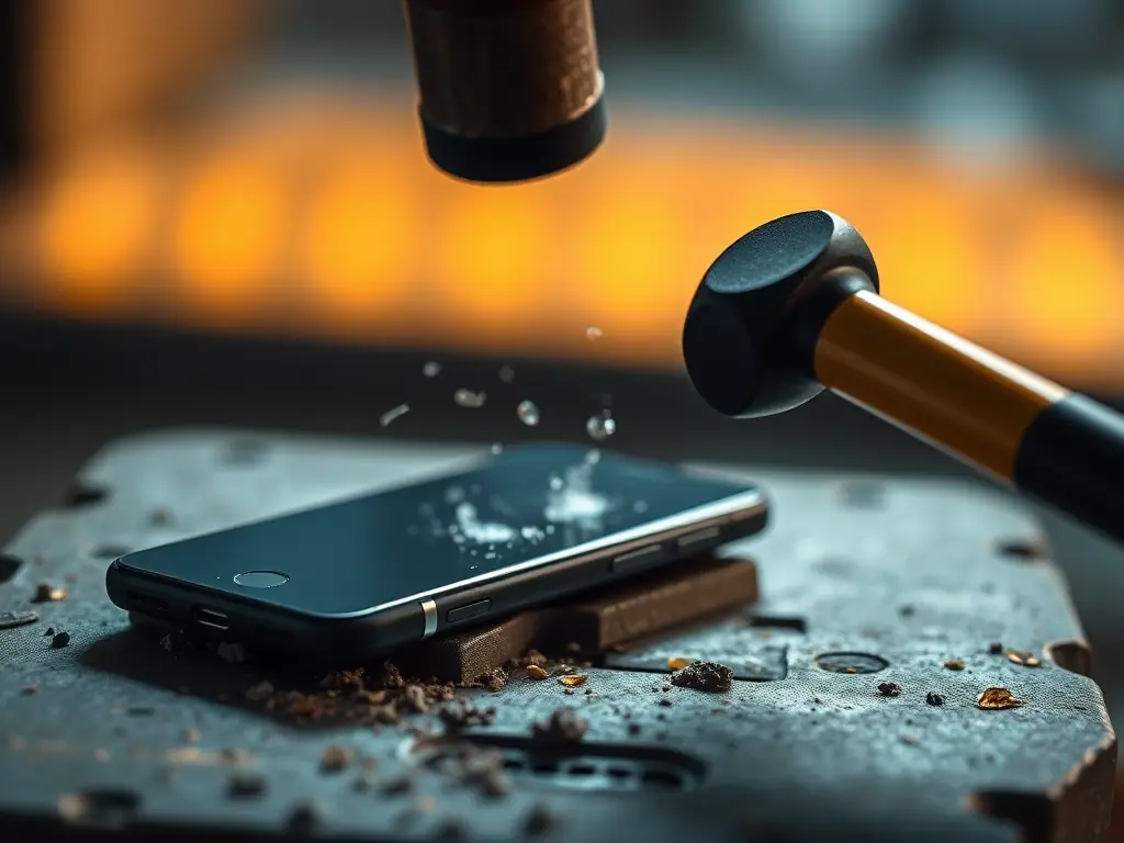 A VaultIQ Graphene Pixel smartphone undergoing a durability test, showcasing its resistance to scratches, impacts, and extreme temperatures. The image highlights the robust build quality and premium materials used in the device.
